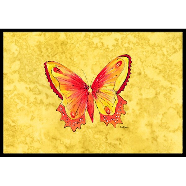 Carolines Treasures Butterfly on Yellow Indoor Or Outdoor Doormat - 18 x 27 in. CA66384 - main
